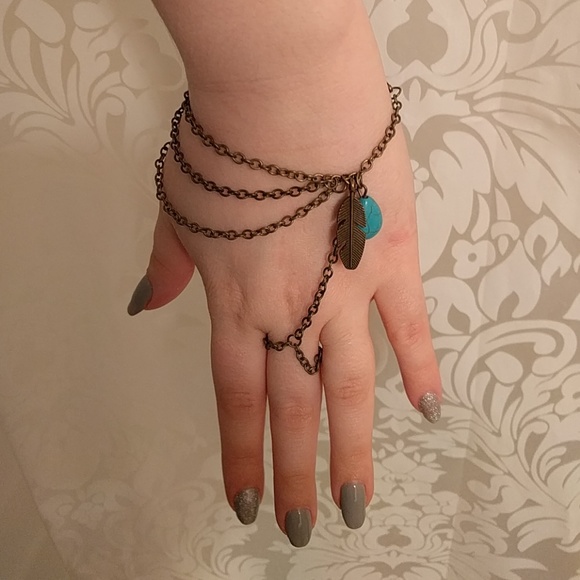 🍨BOGO 50% OFF🍨 Turquoise Linked Ring Bracelet - Picture 4 of 5